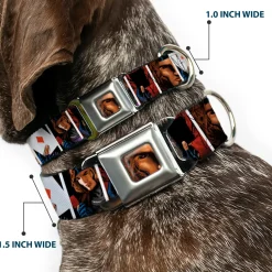 X-Men Gambit Face Close-Up Full Color Seatbelt Buckle Collar - X-Men Gambit Cards 4-Pose Blocks