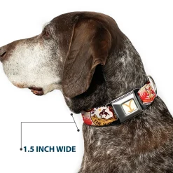 Yellowstone Y Logo Full Color White/Yellow Seatbelt Buckle Collar - Yellowstone Patches Stacked Browns/Reds/Yellows