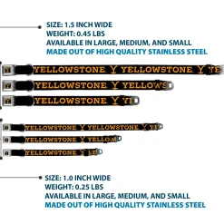 Yellowstone Y Logo Full Color Black/Orange Seatbelt Buckle Collar - YELLOWSTONE Text and Y Logo Weathered Black/Orange
