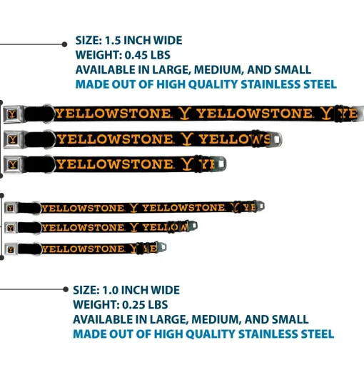 Yellowstone Y Logo Full Color Black/Orange Seatbelt Buckle Collar - YELLOWSTONE Text and Y Logo Weathered Black/Orange