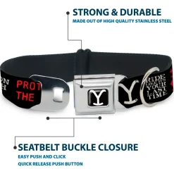 Yellowstone Y Logo Full Color Black/White Seatbelt Buckle Collar - YELLOWSTONE Dutton Ranch 1886 Icons Black/White/Red