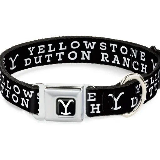 Yellowstone Y Logo Full Color Black/White Seatbelt Buckle Collar - YELLOWSTONE DUTTON RANCH and Logo Black/White