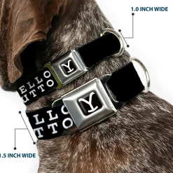 Yellowstone Y Logo Full Color Black/White Seatbelt Buckle Collar - YELLOWSTONE DUTTON RANCH and Logo Black/White