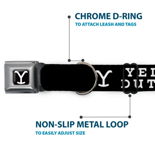 Yellowstone Y Logo Full Color Black/White Seatbelt Buckle Collar - YELLOWSTONE DUTTON RANCH and Logo Black/White
