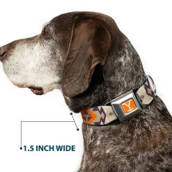 Yellowstone Y Logo Weathered Full Color Orange/Beige Seatbelt Buckle Collar - Yellowstone Y Logo Native American Tribal Tans/Blue/Orange