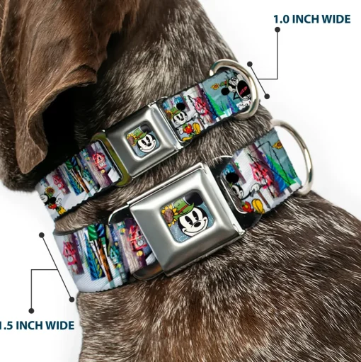 Yodelberg Mickey Full Color Seatbelt Buckle Collar - Mickey & Minnie Yodelberg Scenes