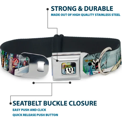 Yodelberg Mickey Full Color Seatbelt Buckle Collar - Mickey & Minnie Yodelberg Scenes